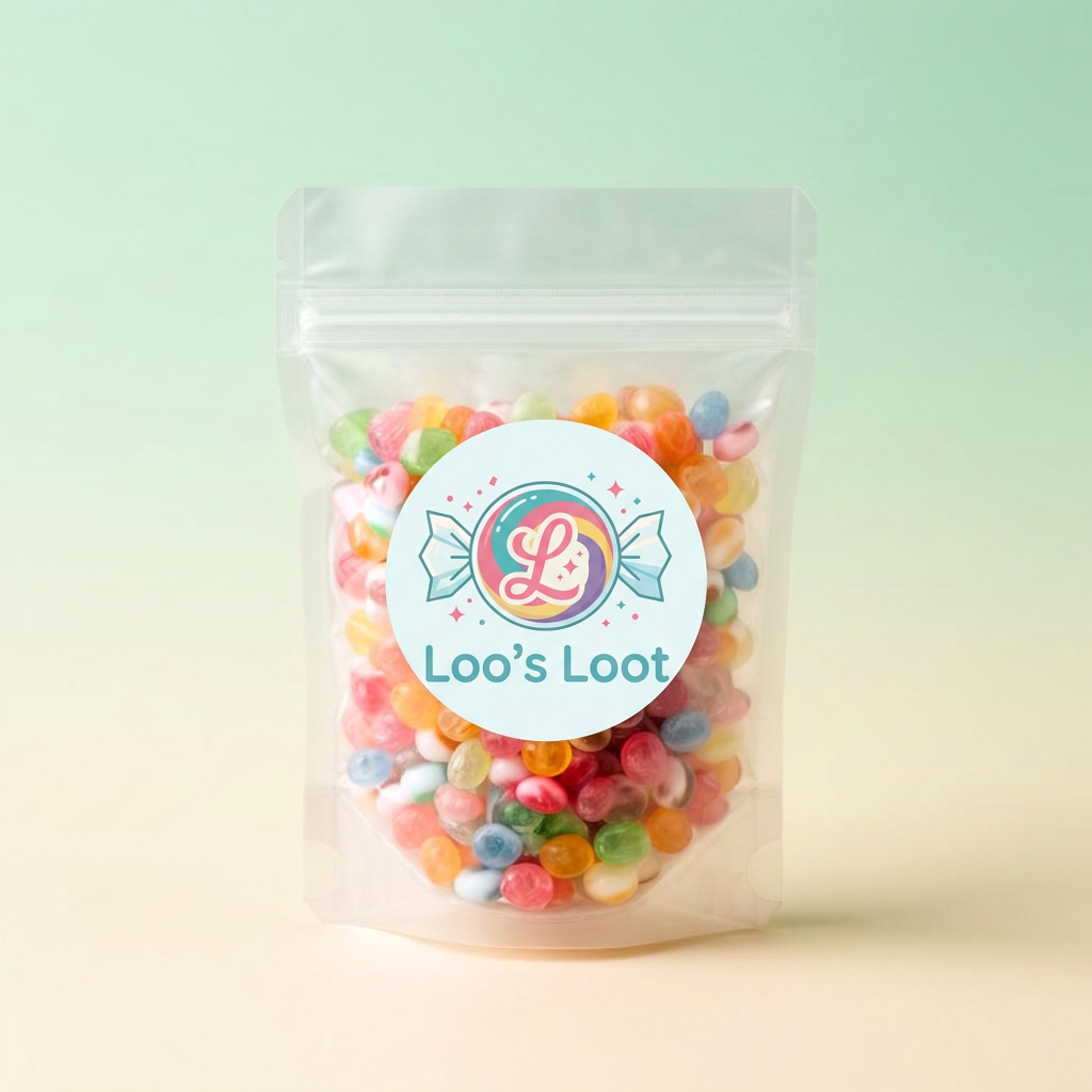 Clear Stock Zip Bag filled with candy